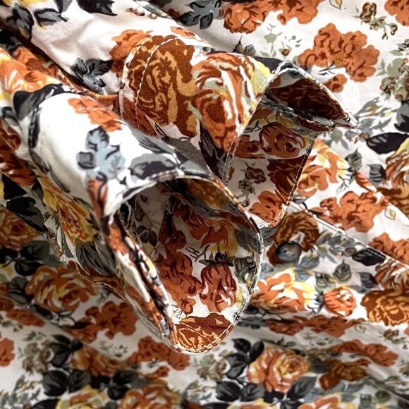 DANIEL HECHTER Vintage Button Front Blouse Floral Print Brown M - Picture 6 of 7